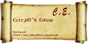 Czirják Edina névjegykártya