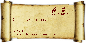 Czirják Edina névjegykártya
